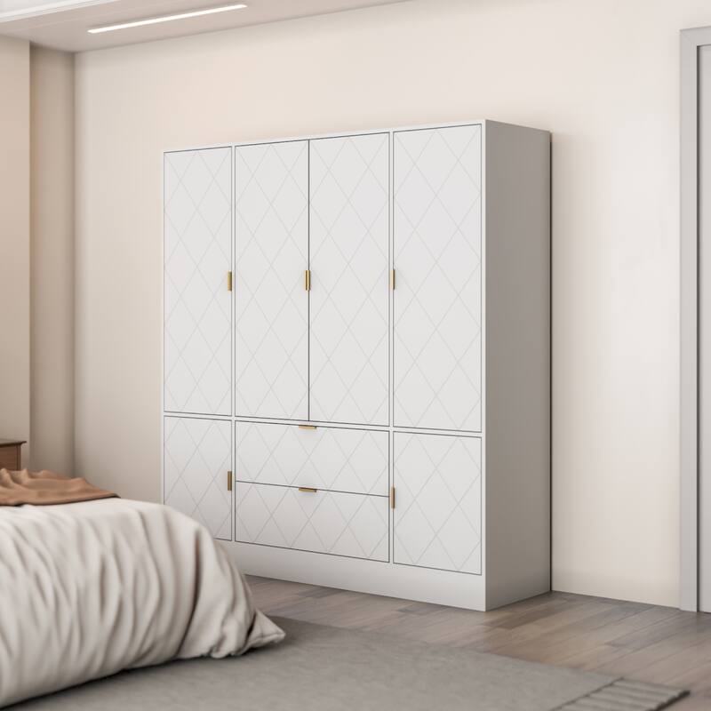 Family Wardrobe Armoire Closet 63"W 6Door 2 Drawer Storage N/A On Sale Bed Bath & Beyond